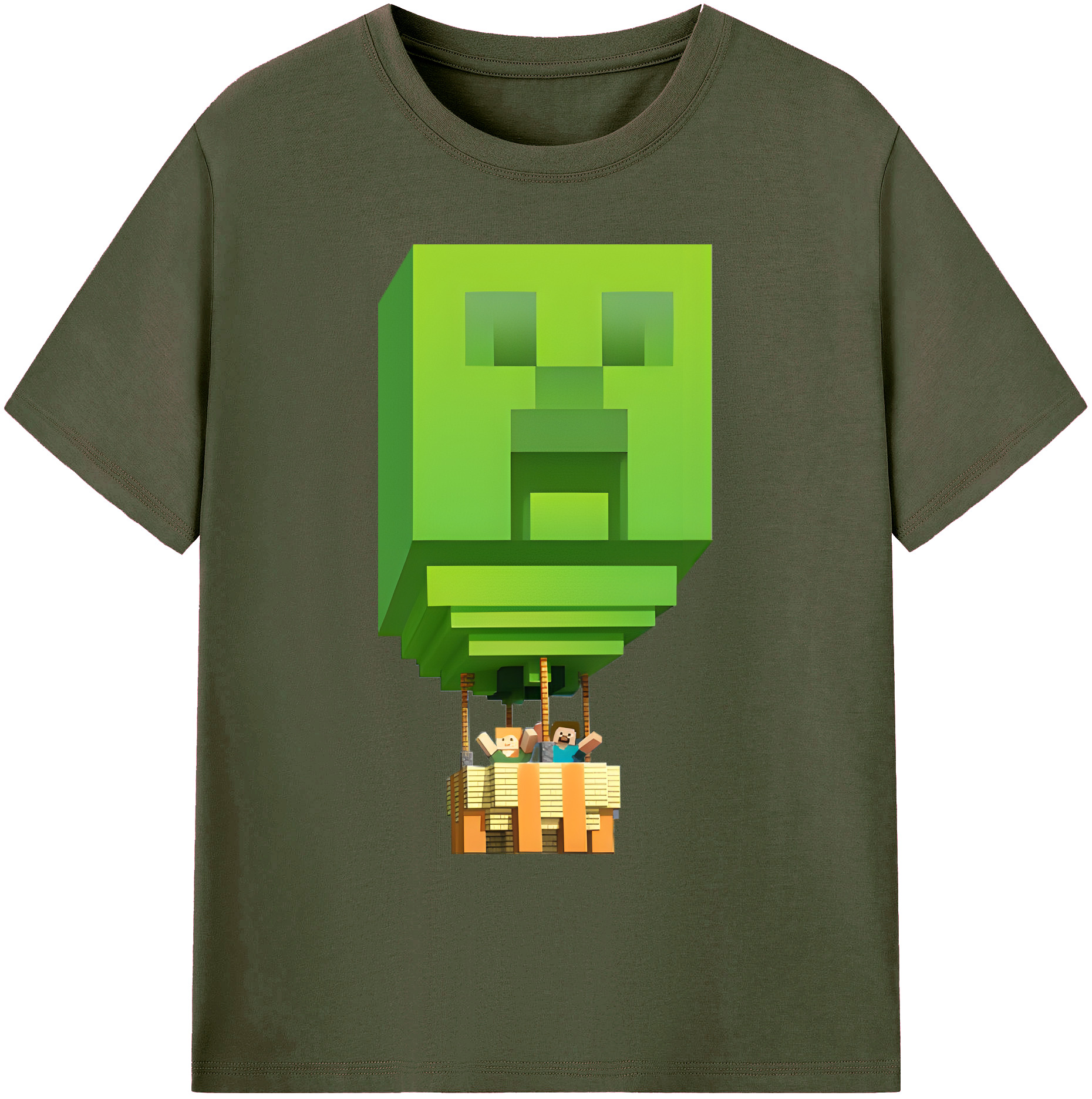 （画像用） マインクラフト ブロックの世界 Minecraft MC Block world 綿100％ メンズ半袖Tシャツ｜肌触りやわらか＆通気性